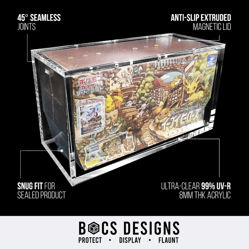BOCS UV Acrylic Display Pokemon TCG Eevee Heroes Eeveelutions Gym Box