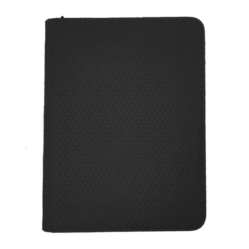 ZB 9 Pocket Woven Leather Zip Binder Black