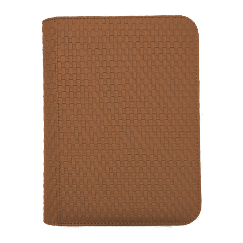 ZB 4 Pocket Woven Leather Zip Binder Brown