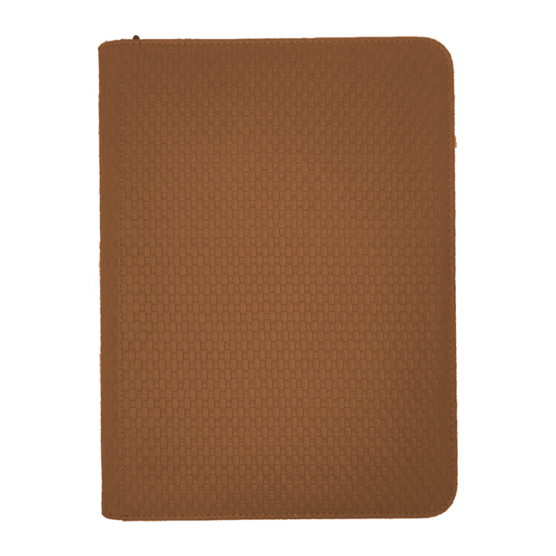 ZB 9 Pocket Woven Leather Zip Binder Brown