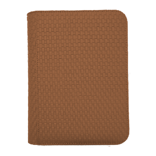 [ZB-4PWLZB-BRW] ZB 4 Pocket Woven Leather Zip Binder Brown