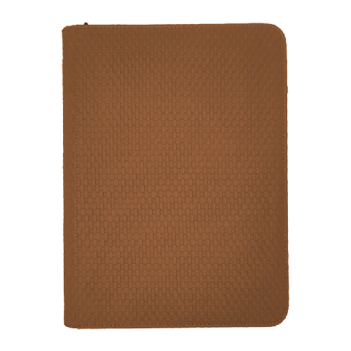 [ZB-9PWLZB-BRW] ZB 9 Pocket Woven Leather Zip Binder Brown