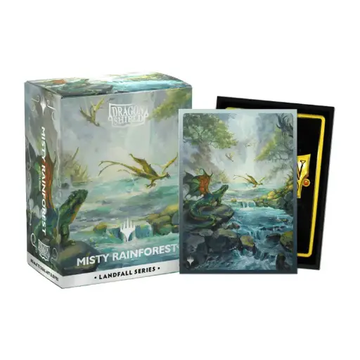 [AT-16501] DS 100 STD Dual Matte Art Sleeves - MTG Landfall Series - Misty Rainforest