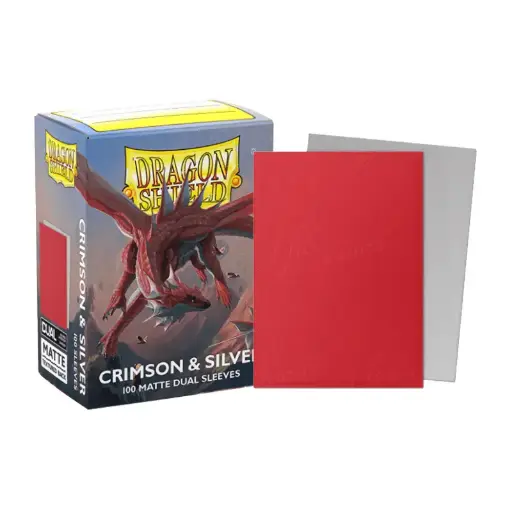[AT-15072] DS 100 STD Dual Matte Sleeves - Crimson/Silver